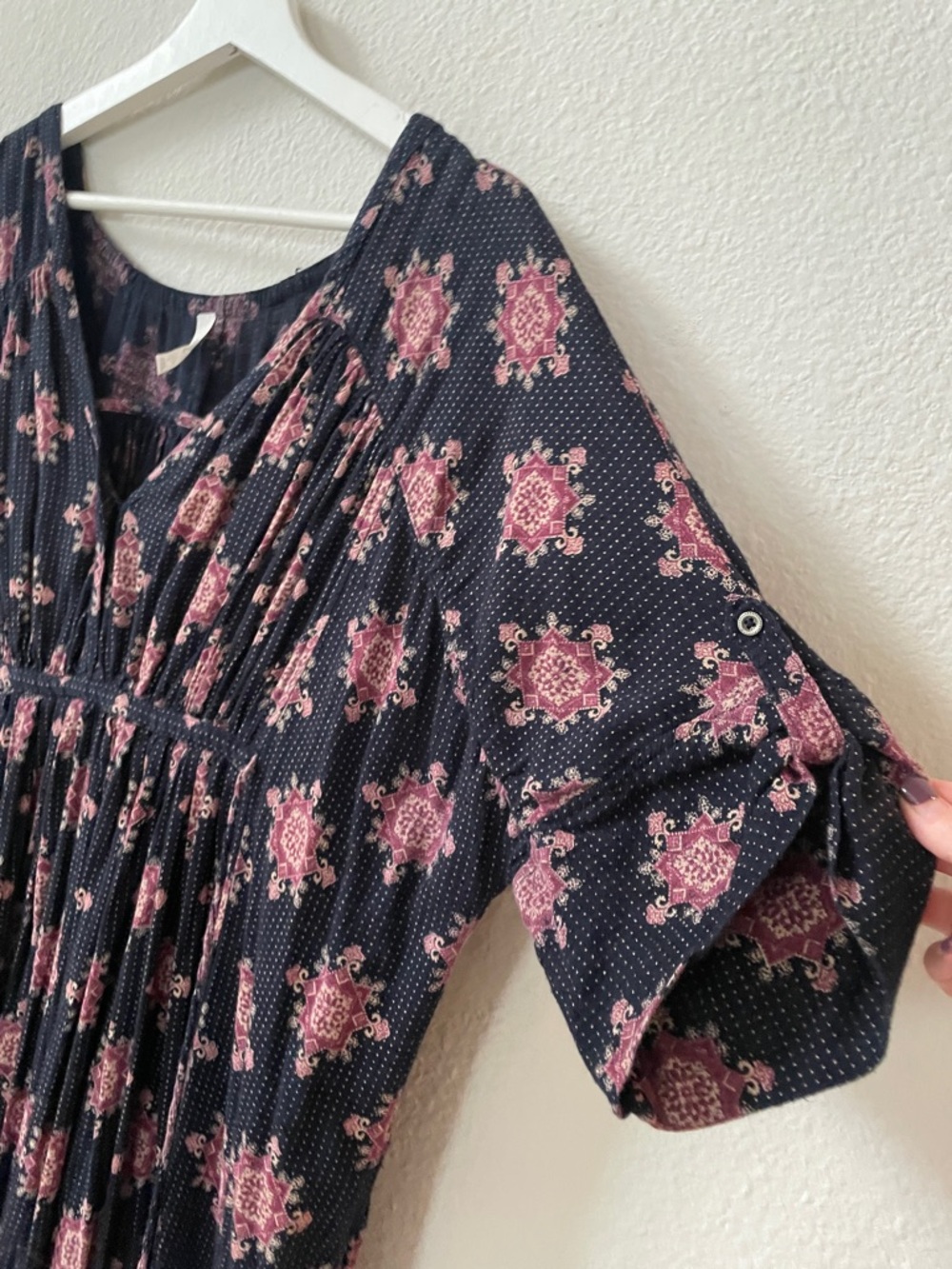 Free People Oasis Maxi Dress Oversized Midi Dress with Pink Floral Print Large - Picture 5 of 10